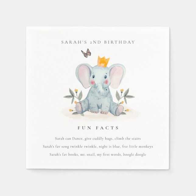 Servilleta De Papel Fun Fun Fact Facts Birg Elephant Foliage (Anverso)