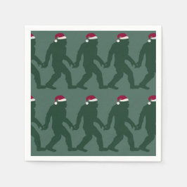 Servilleta De Papel Fun Green Tonal Bigfoot Santa Navidades