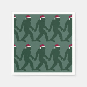 Servilleta De Papel Fun Green Tonal Bigfoot Santa Navidades