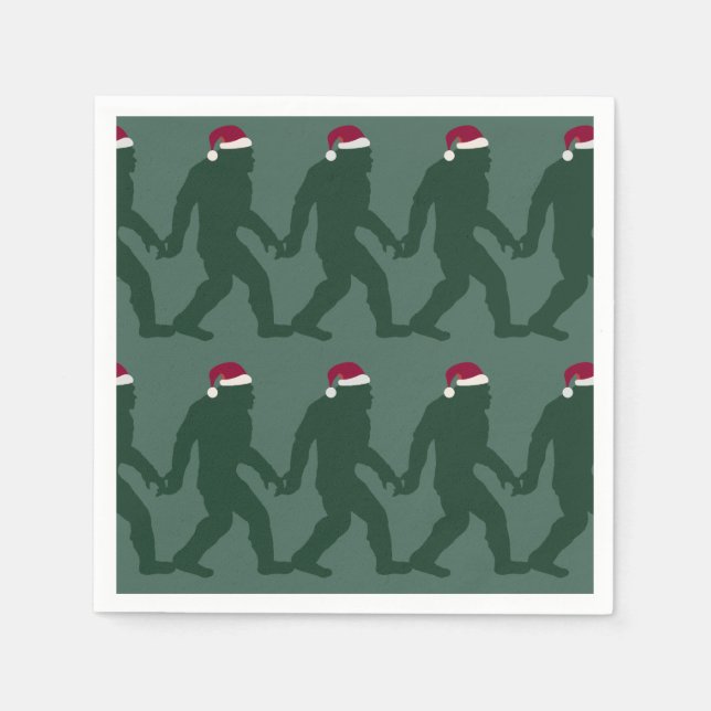 Servilleta De Papel Fun Green Tonal Bigfoot Santa Navidades (Anverso)