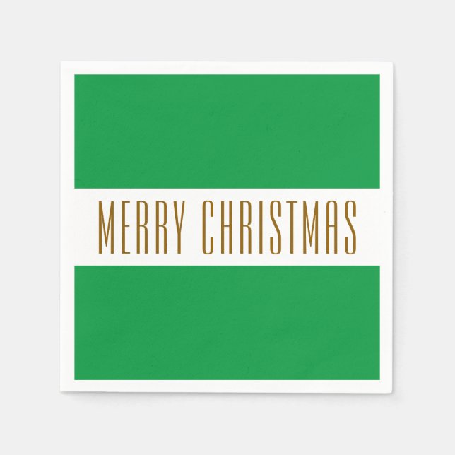 Servilleta De Papel Fun Kelly Green White Stripes MERRY NAVIDAD (Anverso)