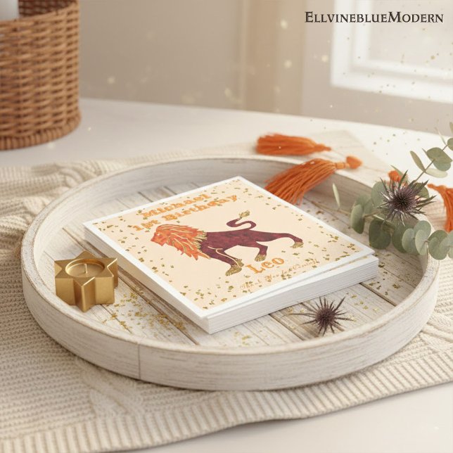 Servilleta De Papel Fun Leo Primer Cumpleaños y Gold Confetti (Subido por el creador)