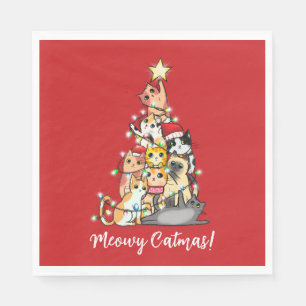 Servilleta De Papel Fun Meowy Catmas Cats Personalizado Árbol de Navid