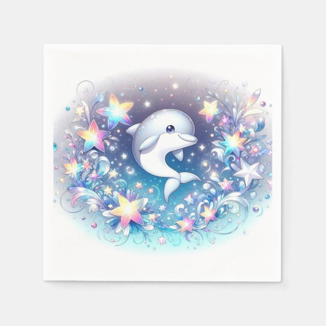 Servilleta De Papel Fun moderno delfín Baby Shower (Anverso)