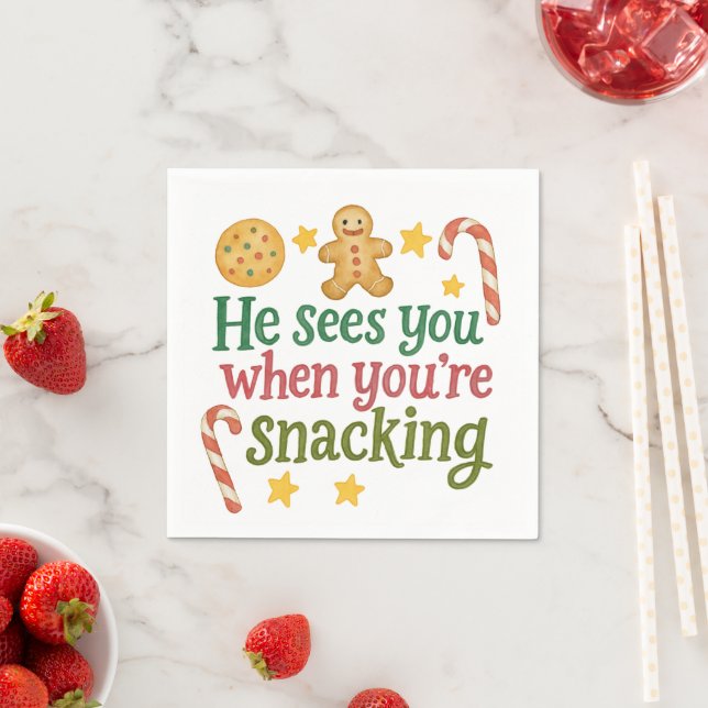 Servilleta De Papel Fun Quote Sees you while snacking Christmas  (In situ)