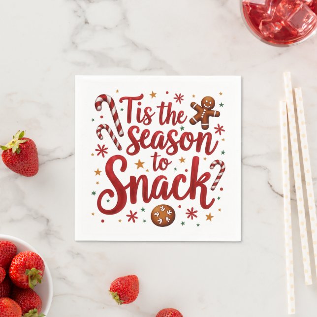 Servilleta De Papel Fun Quote Tis the Season to Snack Christmas  (In situ)