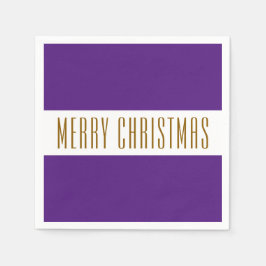 Servilleta De Papel Fun Regal Purple White MERRY CHRISTMAS Stripes