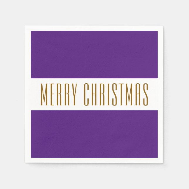 Servilleta De Papel Fun Regal Purple White MERRY CHRISTMAS Stripes (Anverso)