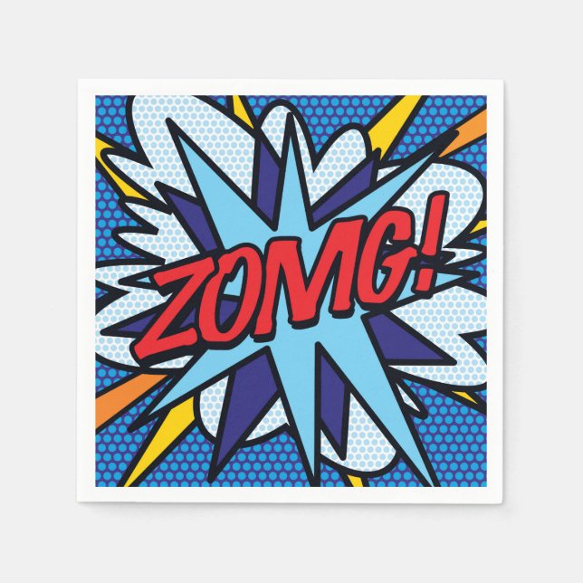 Servilleta De Papel Fun Retro Comic Book ZOMG (Anverso)