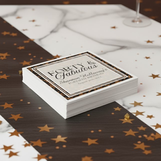 Servilleta De Papel Fun Tortoise Shell Birthday Forty and Fabulous (This Fun Tortoise Shell Birthday Forty and Fabulous birthday napkin is fun for all!)