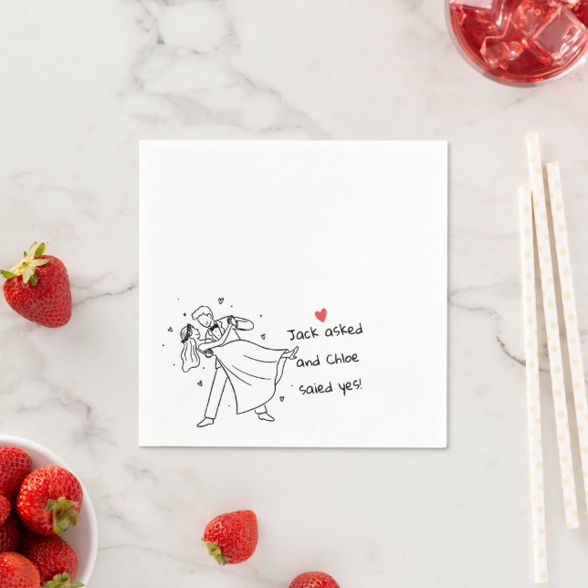 Servilleta De Papel Fun wedding cute couple hand drawn (In situ)