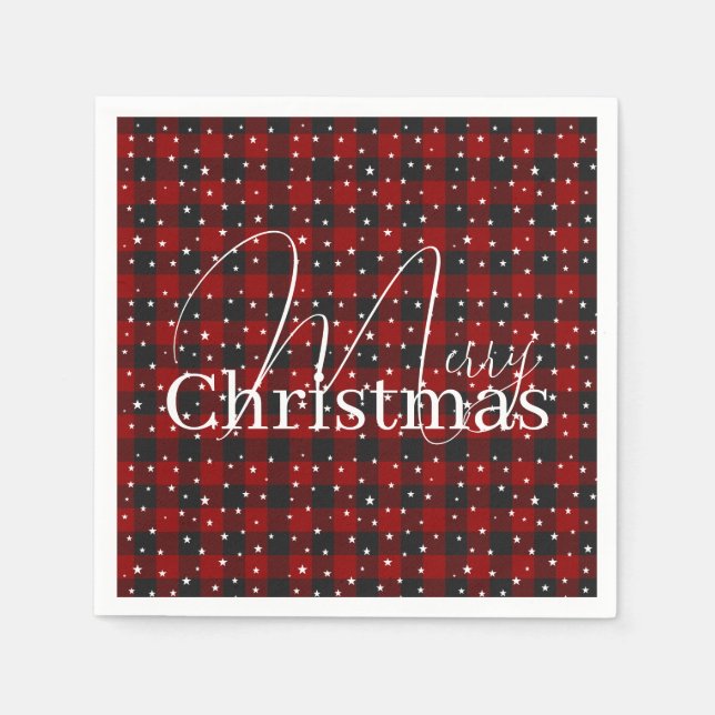 Servilleta De Papel Funda roja y negra con estrellas (Anverso)