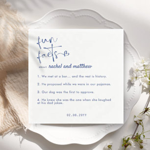 Servilleta De Papel Fundición azul Fact Plantilla Bodas Napkins