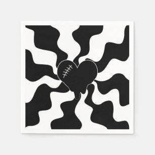 Servilleta De Papel Fundición cardíaca en blanco y negro
