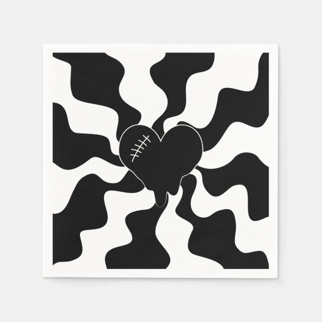 Servilleta De Papel Fundición cardíaca en blanco y negro (Anverso)