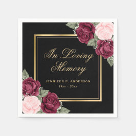 Servilleta De Papel Funeral conmemorativo de Black Gold Red Pink Flora