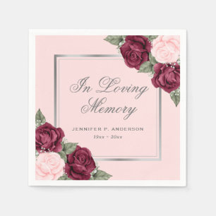 Servilleta De Papel Funeral conmemorativo floral de color rosa rojo pl