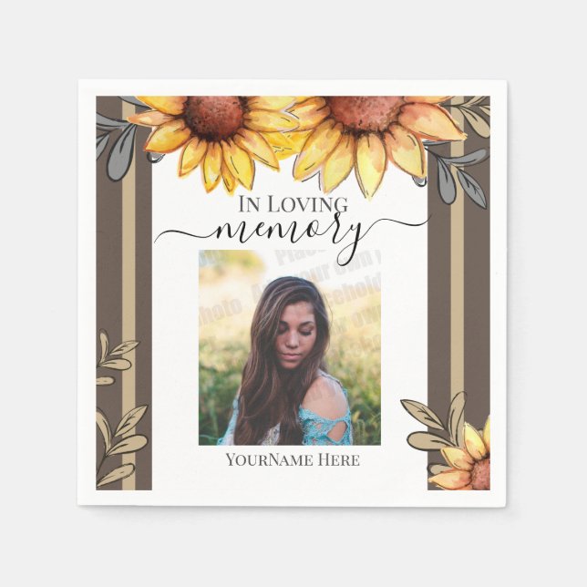 Servilleta De Papel Funeral de la foto simple de girasol (Anverso)