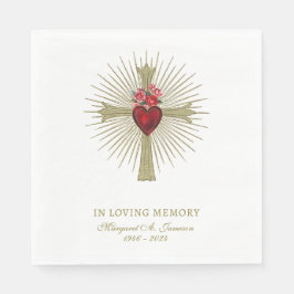 Servilleta De Papel Funeral de las Rosas Rojas de la Cruz del Oro