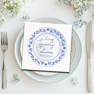 Servilleta De Papel Funeral Floral Azul Porcelana