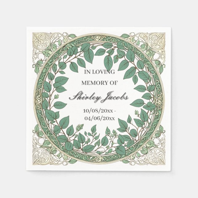 Servilleta De Papel Funeral Personalizado de Eucalipto – Memorial Eleg (Anverso)