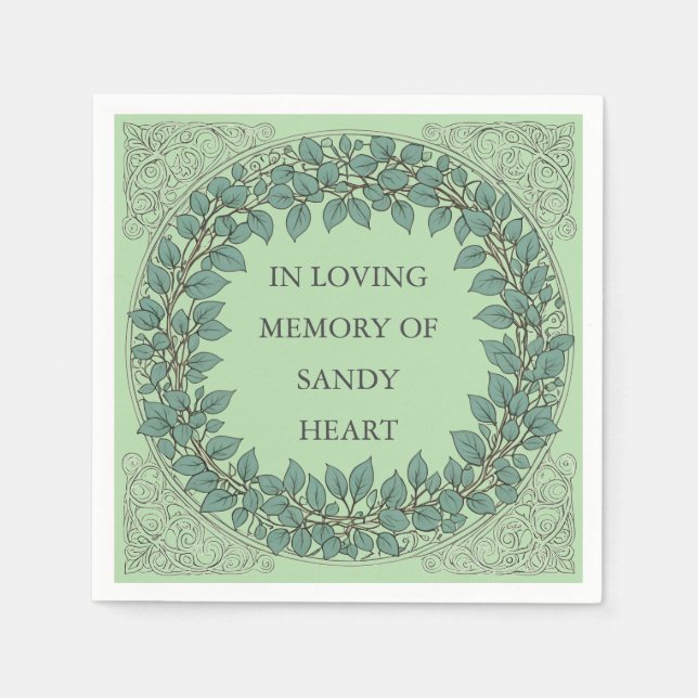 Servilleta De Papel Funeral personalizado Eucalyptus - Elegante Monume (Anverso)