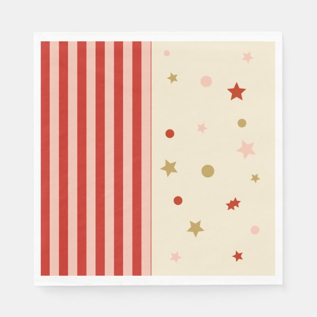 Servilleta De Papel FunHaus Circus Stripes & Stars Party (Anverso)