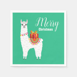 Servilleta De Papel Funky Alpaca Navidades linda llama