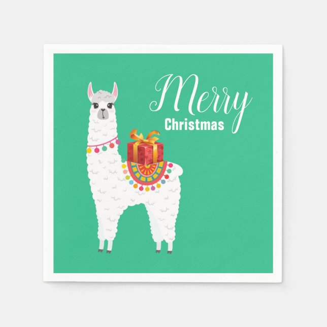 Servilleta De Papel Funky Alpaca Navidades linda llama (Anverso)
