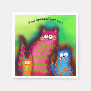 Servilleta De Papel Funky Artsy Colorous Cat Lover Placa de papel