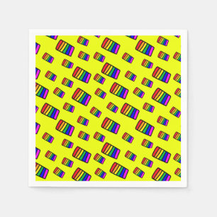 Servilleta De Papel Funky Neon Rainbow Block Pattern