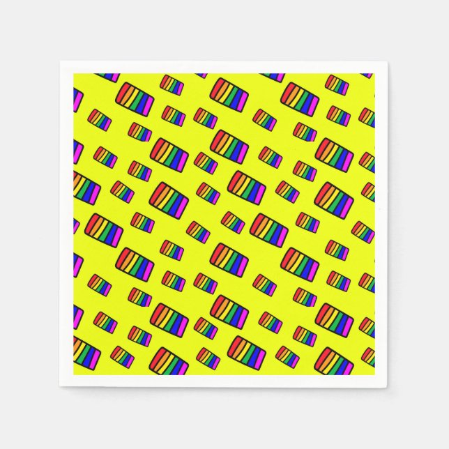 Servilleta De Papel Funky Neon Rainbow Block Pattern (Anverso)