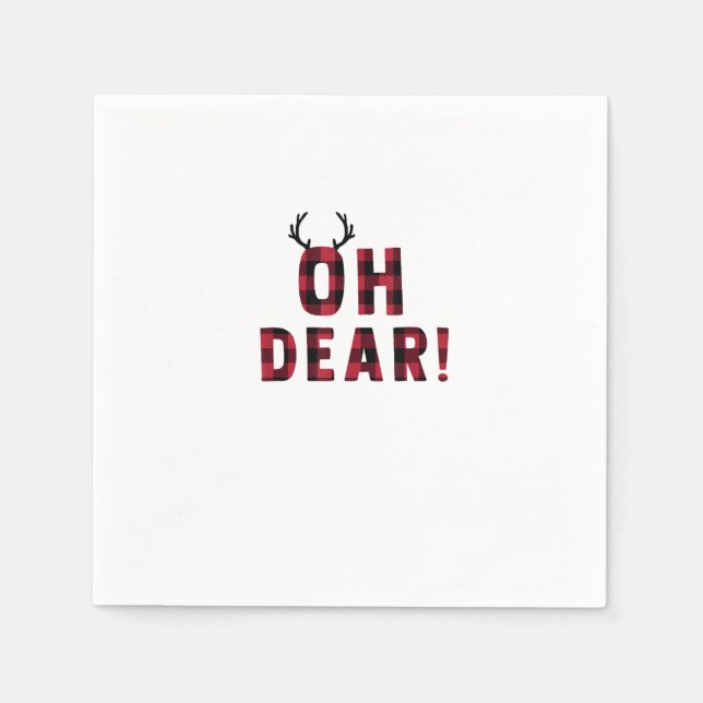 Servilleta De Papel Funny Attitude Oh Dear Plaid Deer Creative Design  (Anverso)