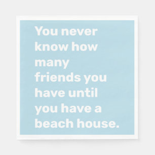 Servilleta De Papel Funny Beach House Friends citando en azul claro