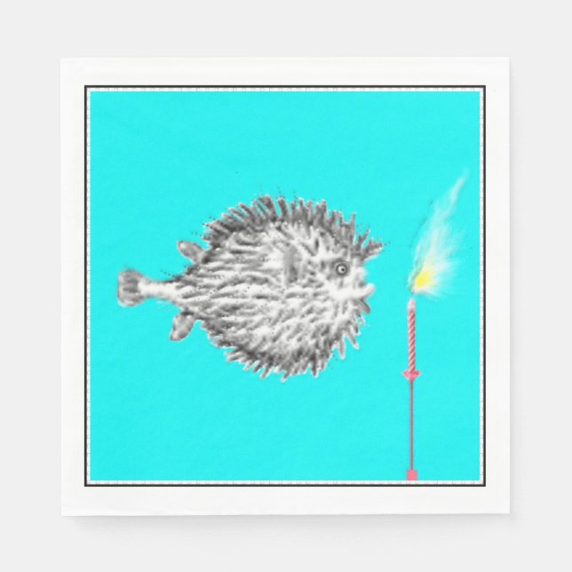 Servilleta De Papel Funny Birthday Fish Wish (Anverso)