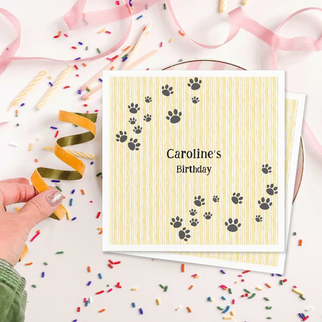 Servilleta De Papel Funny Black Cat Paws Animal Lover Cumpleaños (Funny Black Cat Paws Animal Lover Birthday Napkins)