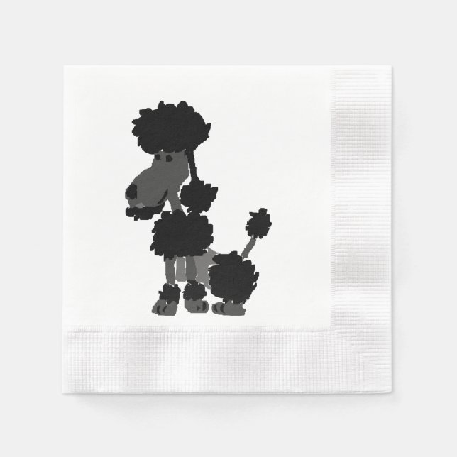 Servilleta De Papel Funny Black Poodle Dog Art (Anverso)