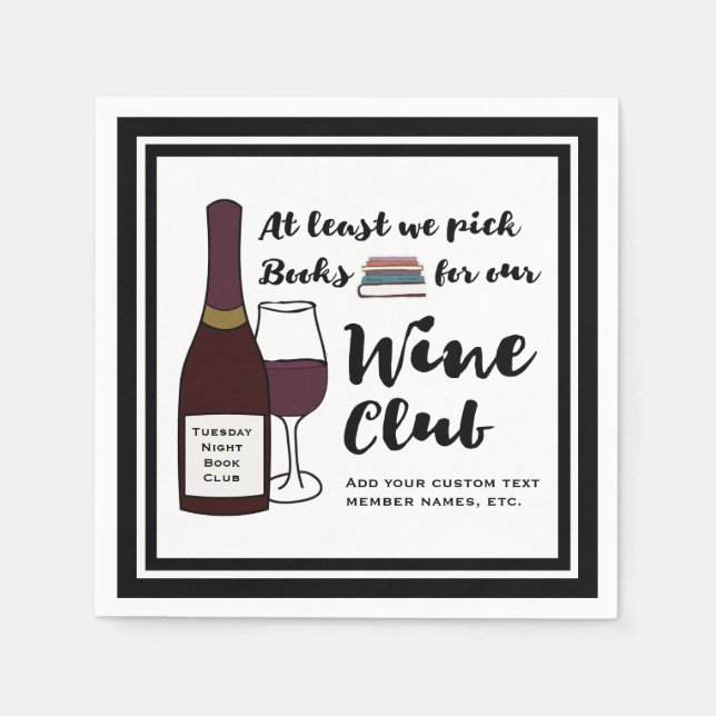 Servilleta De Papel Funny Book Club | Chicas del Club de Vino Bebida N (Anverso)