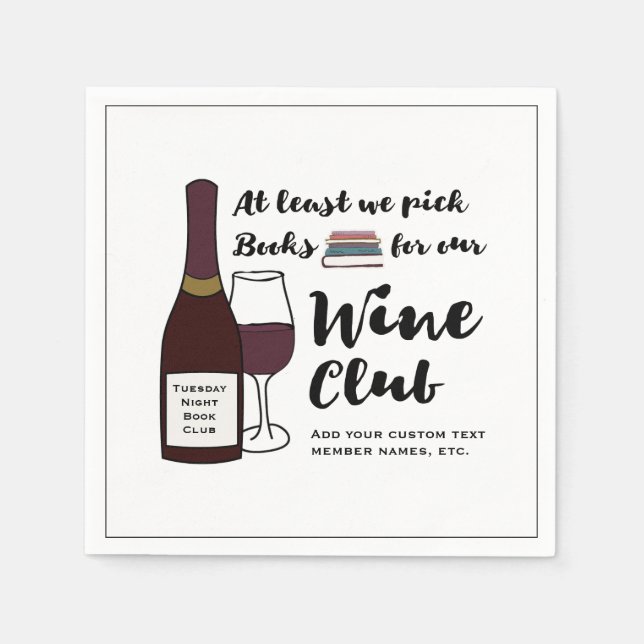 Servilleta De Papel Funny Book Club | Chicas del Club de Vino Bebida N (Anverso)