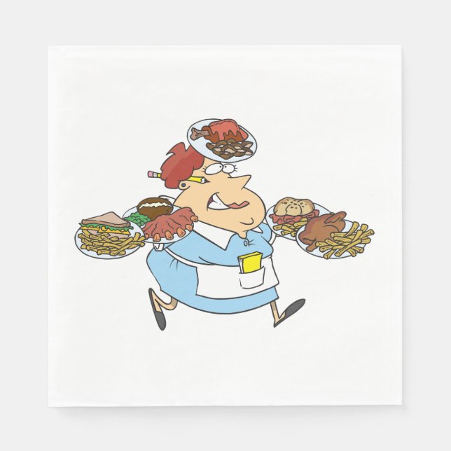 Servilleta De Papel Funny Busy Waitress Overworked Server (Anverso)