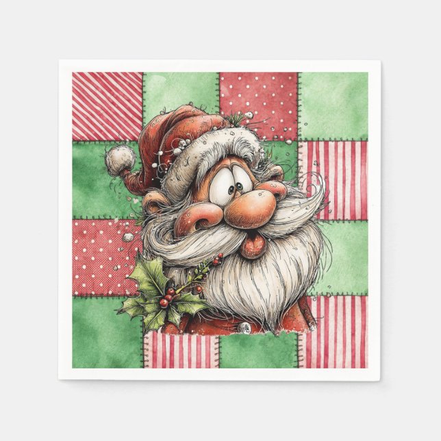 Servilleta De Papel Funny Cartoon Laughing Santa (Anverso)