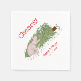 Servilleta De Papel Funny Cheers White Cat vs Christmas Tree Holidays