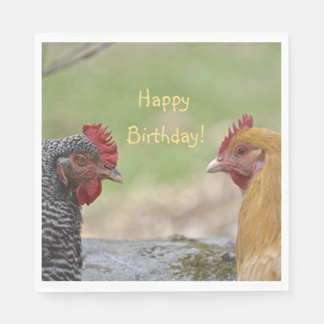 Servilleta De Papel Funny Chicken Happy Birthday (Anverso)
