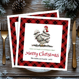 Servilleta De Papel Funny Christmas chickens napkins custom name edit