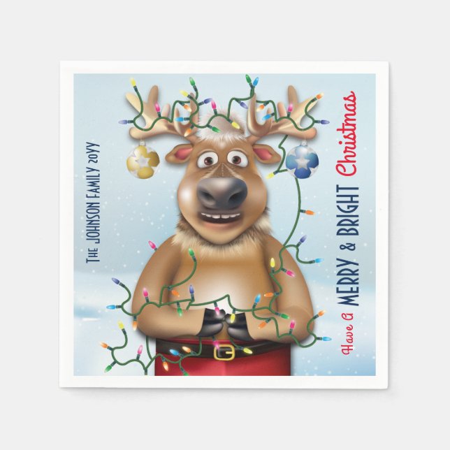 Servilleta De Papel Funny Christmas Reindeer Holiday Cheer (Anverso)