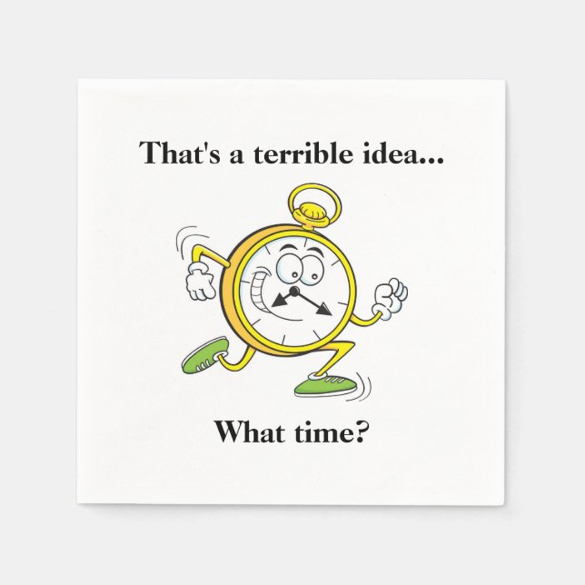 Servilleta De Papel Funny Cocktail Napkin - ¿A qué hora? (Anverso)