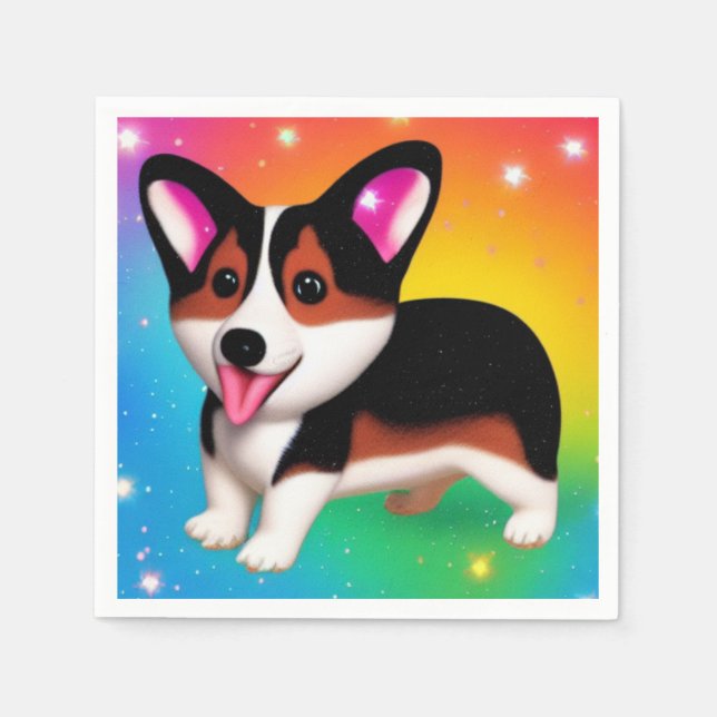 Servilleta De Papel Funny Corgi Puppy Dog   (Anverso)