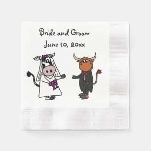 Servilleta De Papel Funny Cow and Bull Boda Design