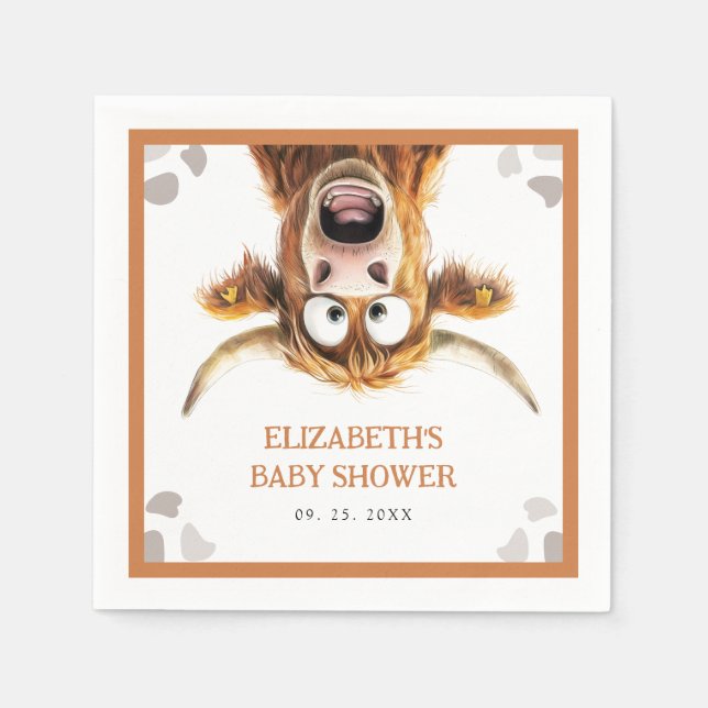 Servilleta De Papel Funny Cow Baby Shower (Anverso)