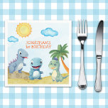 Servilleta De Papel Funny Dinosaurs, Boy's birthday<br><div class="desc">"Roar into your little one's birthday party with this cute dinosaur-themed boy's birthday design! Transport your guests back to the prehistoric era with vibrant colors, fun illustrations, and roaring excitement. It's the perfect way to set the tone! tone for a Jurassic adventure that you will never experience! For complementary products...</div>